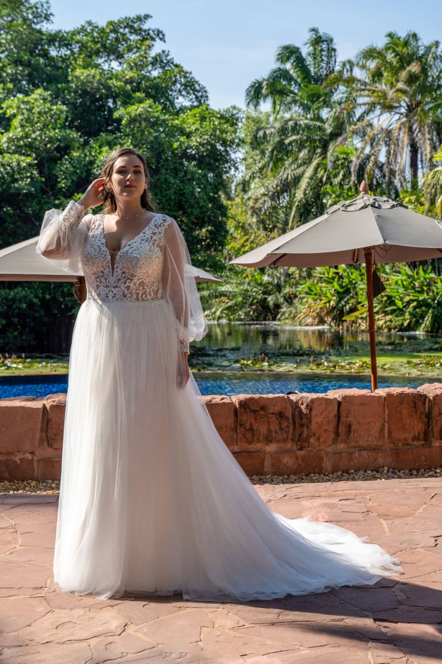 Plus Size Kjoler TP Kjoler | Plus Size Brudekjole Med Aermer