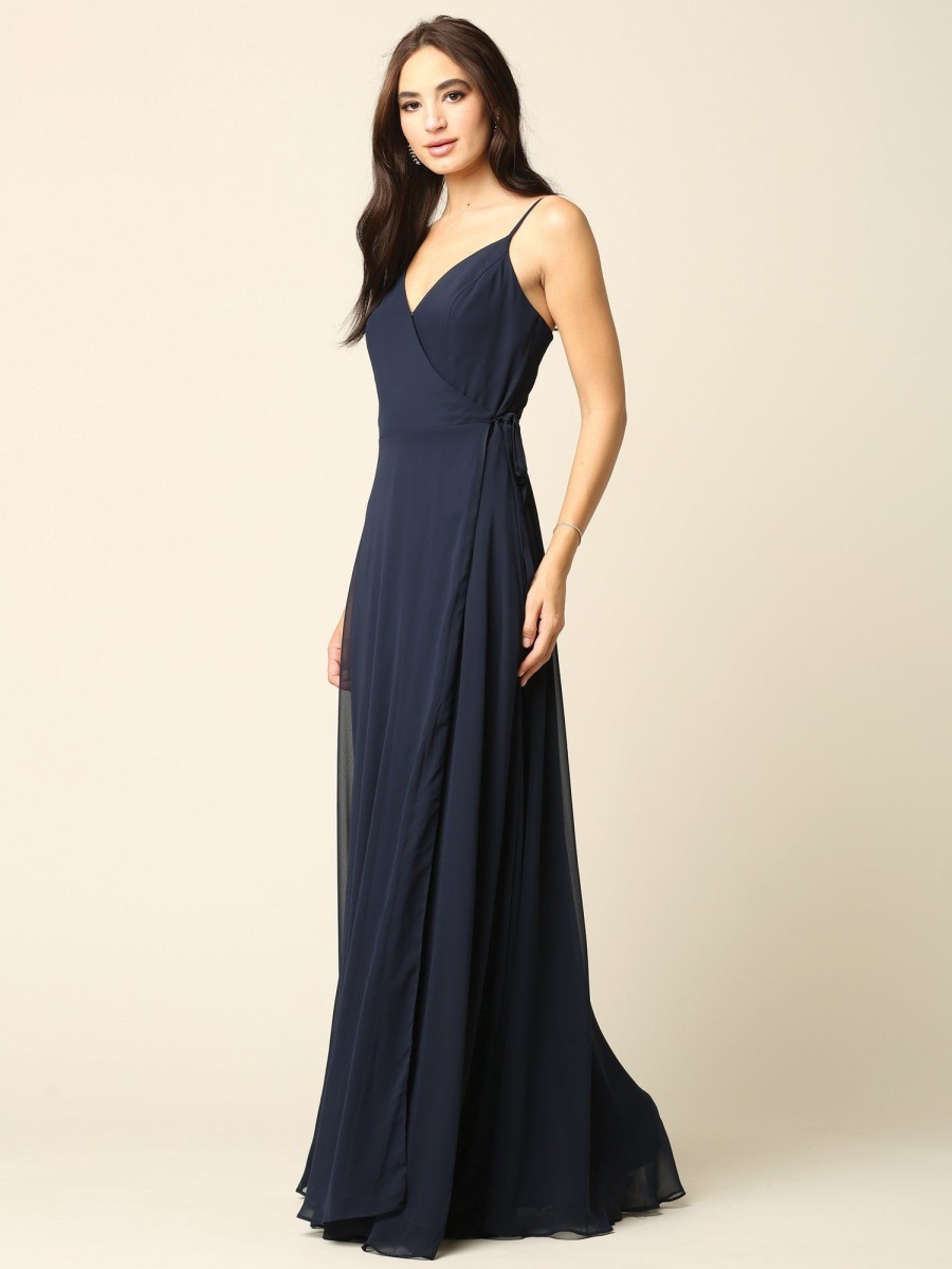 Kjoler TP Kjoler | Lang Wrap Chiffon Festkjole 3382