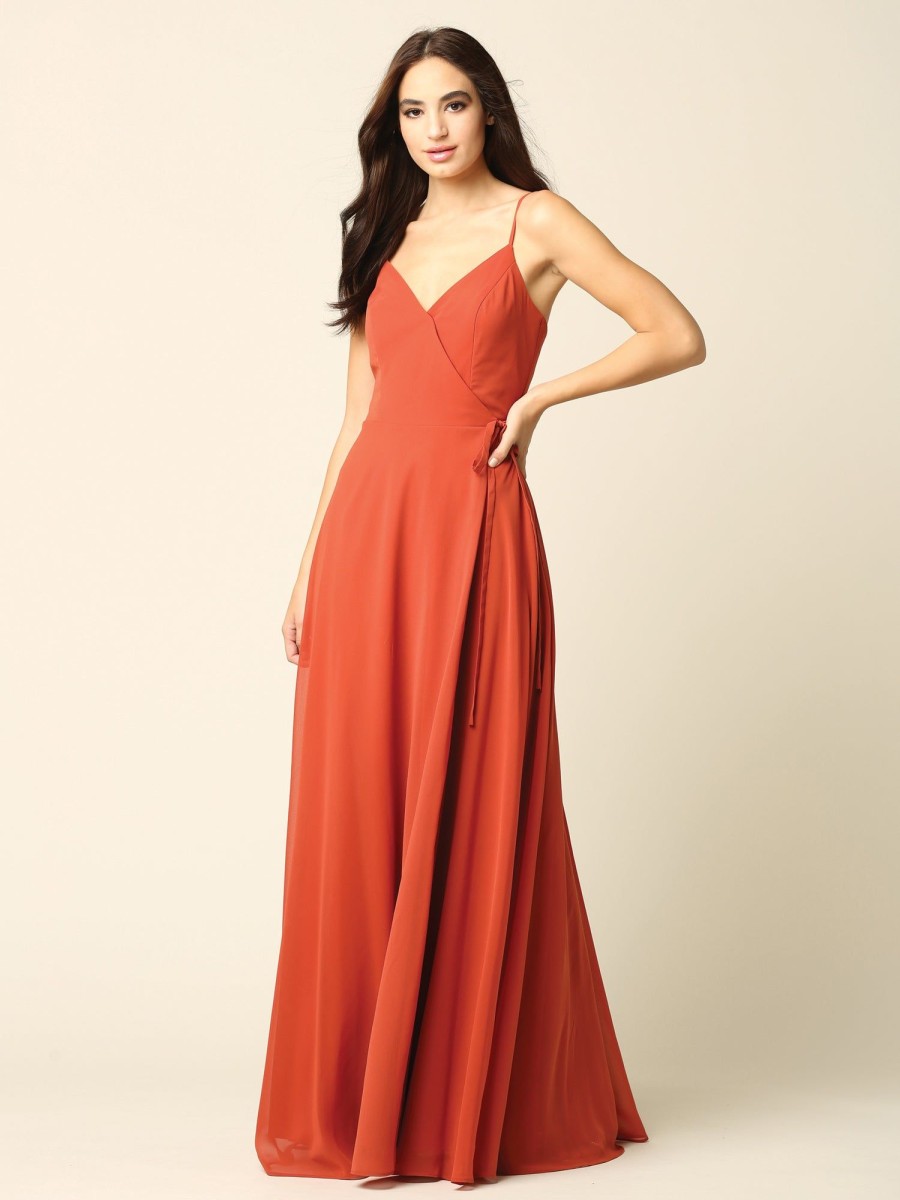 Kjoler TP Kjoler | Lang Wrap Chiffon Festkjole 3382