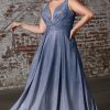 Kjoler TP Kjoler | Plus Size Ombre Glitter Gallakjole 9174C